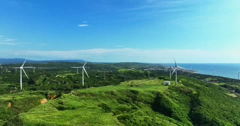 Wind turbines or wind energy converter in Taiwan Video stock 246775138