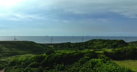 Wind turbines or wind energy converter in Taiwan Video stock 246775230