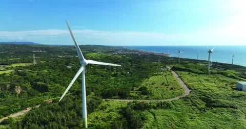 Wind turbines or wind energy converter in Taiwan Video stock 246775321