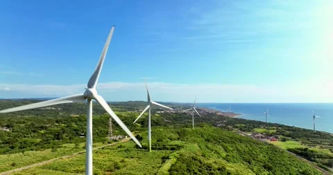 Wind turbines or wind energy converter in Taiwan Video stock 246775361