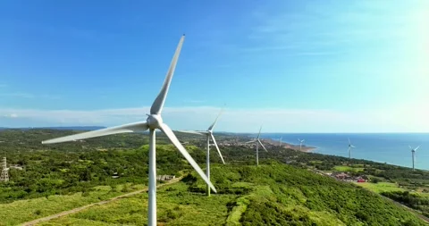 Wind turbines or wind energy converter in Taiwan Video stock 246775407