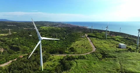 Wind turbines or wind energy converter in Taiwan Video stock 246775558