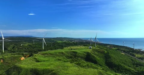 Wind turbines or wind energy converter in Taiwan Stock Footage 246776848