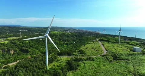 Wind turbines or wind energy converter in Taiwan Stock Footage 246777112