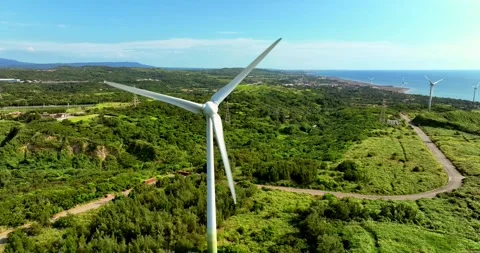 Wind turbines or wind energy converter in Taiwan Stock Footage 246777161