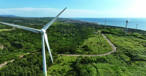 Wind turbines or wind energy converter in Taiwan Stock Footage 246777275