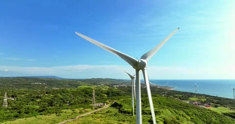 Wind turbines or wind energy converter in Taiwan Stock Footage 246777983