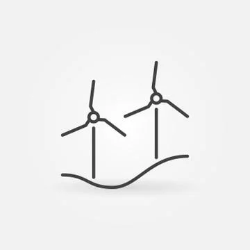 Wind Turbines outline vector concept icon or sign Stock Illustration