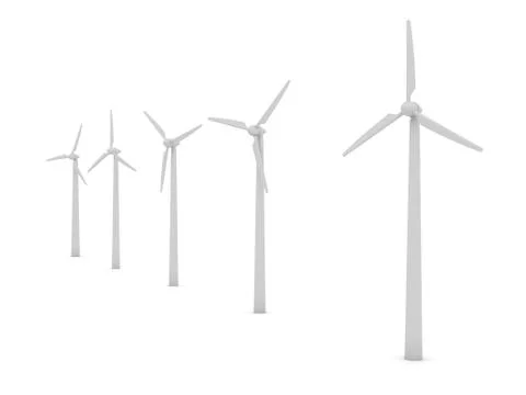 Wind turbines over white background Stock Illustration