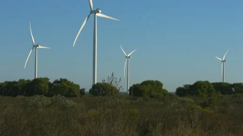 Wind Turbines Pan 2, Western Cape, South Africa Video stock 42946986