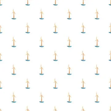 Wind turbines pattern illustrating green energy production Stock Illustration