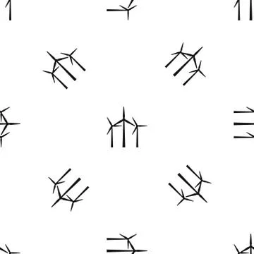 Wind turbines pattern seamless black Stock Illustration