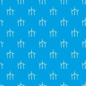 Wind turbines pattern seamless blue Stock Illustration