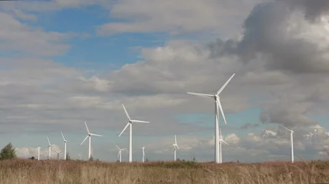 Wind turbines plant Stock Footage 61755676