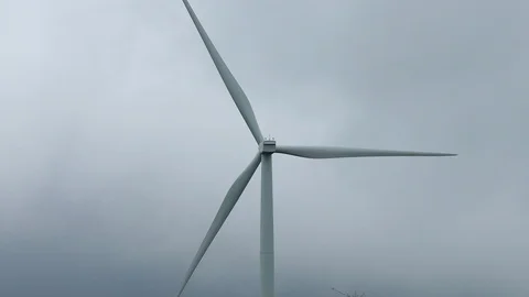 Wind turbines producing clean alternative energy Video stock 93971195