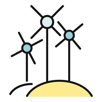 Wind turbines producing clean renewable energy icon vector Stock Illustration