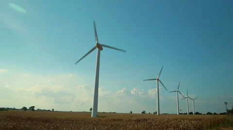 Wind turbines producing renewable energy, 1920 x 1080 HD Stock Footage 36582705