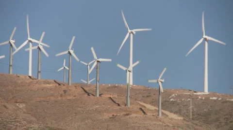 Wind Turbines Rack Focus Stock Footage 1039575