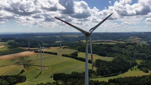 Wind turbines renewable energy in Eifel region, Germany. Green energy. Green Stock-Footage 312215994