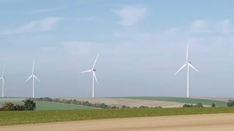 Wind turbines renewable energy generation Stock Footage 72935129