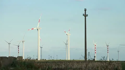 Wind turbines - renewable energy source Stock Footage 11331113