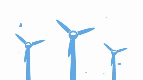 Wind turbines with rotating blades Stock Footage 126771825