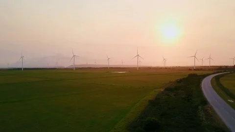 Wind turbines rotating Stock Footage 71610934