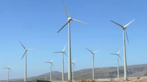 Wind-turbines rotating. Video stock 95175182