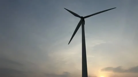 Wind turbines rotating on hill Stock Footage 22149499