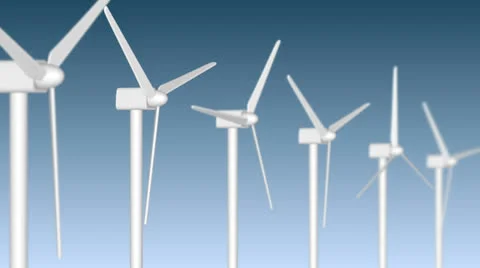 Wind Turbines Row 库存影片 22901150