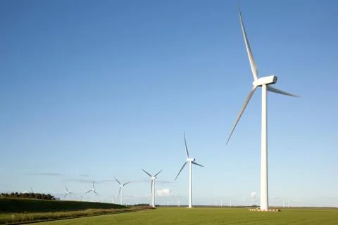 Wind turbines in a row Stock Photos