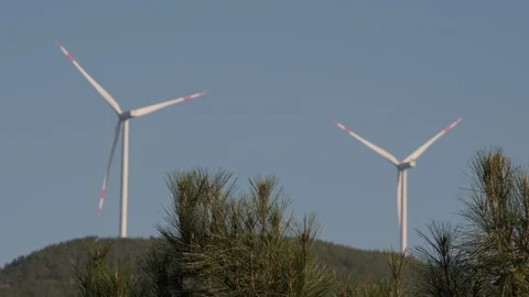 Wind Turbines in Scenic Nature Stock Footage 282926981