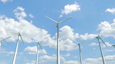 Wind turbines, Seamless loop, matte channel Stock Footage 33445694