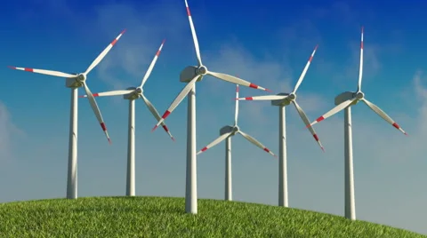 Wind turbines, seamless, loopable Stock Footage 42565181