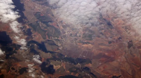 Wind Turbines Seen from an Airplane Window II Stock Footage 40060342