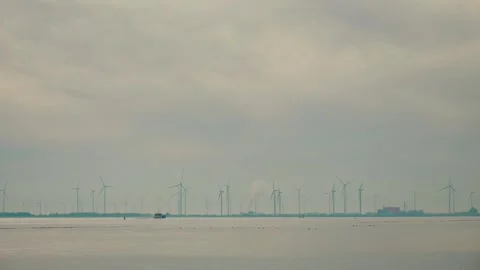 Wind turbines Ship 스톡 동영상 268104290