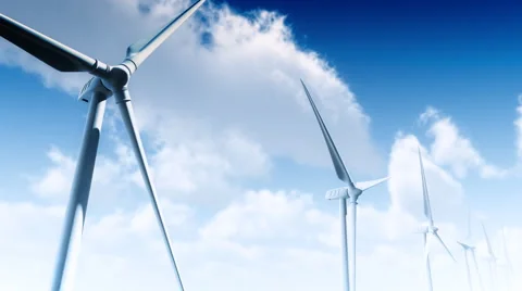 Wind Turbines with Sky (Loop with Matte) Video stock 1009236