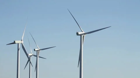 Wind turbines slowly spinning on a clear fall day in Washington Stock-Footage 32246048