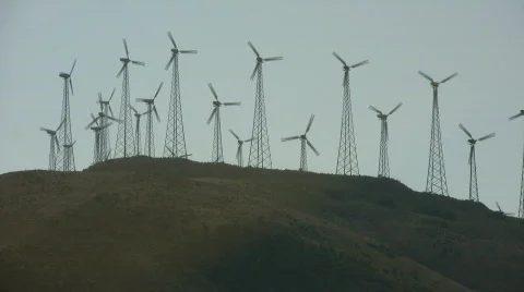 Wind turbines spin in the wind Stock Footage 365420