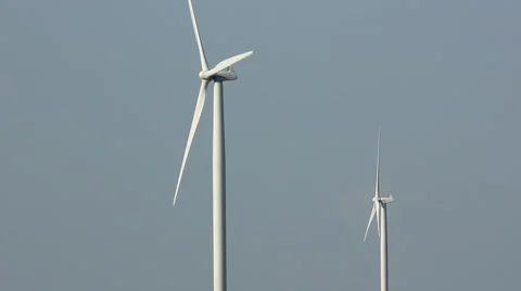 Wind Turbines Spinning In A Corn Field (Med) Stock Footage 41852415