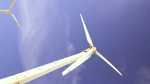 Wind turbines spinning in the desert Video stock 85817824