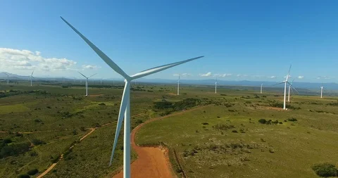 Wind turbines spinning Stock Footage 114751576