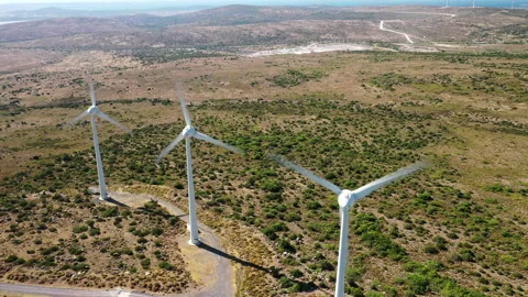 Wind Turbines Spinning Stock Footage 135329386