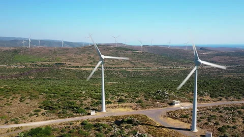 Wind Turbines Spinning Stock Footage 135339795