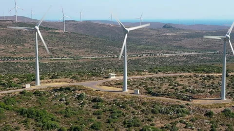 Wind Turbines Spinning Stock Footage 135346982