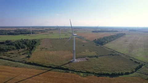 Wind turbines spinning Video stock 232263529