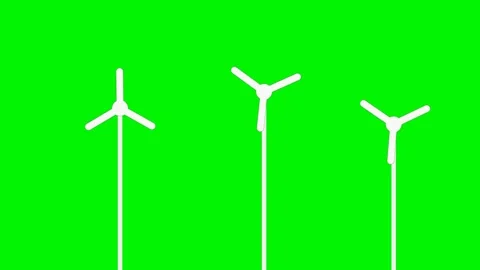Wind turbines spinning on green screen overlay 4K Vídeo Stock 337062514