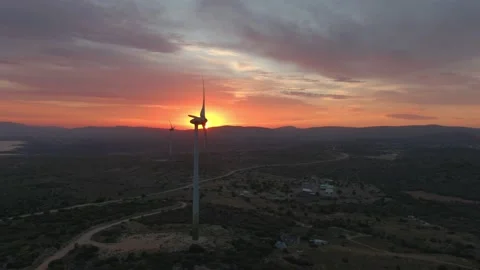Wind Turbines Spinning in Turkey during Sunset | AERIAL 4K Stock Footage 225252020