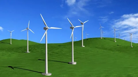 Wind turbines in summer Stock Footage 8833602