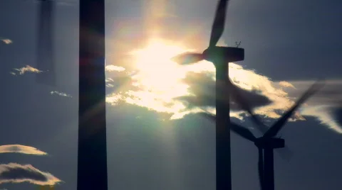 Wind Turbines &amp; Sun 3 Stock Footage 139417